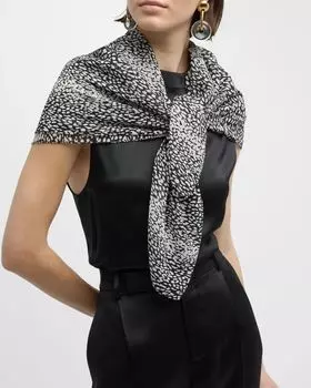 Шелковый шарф Carre с леопардовым принтом Saint Laurent, цвет Black Multicolor