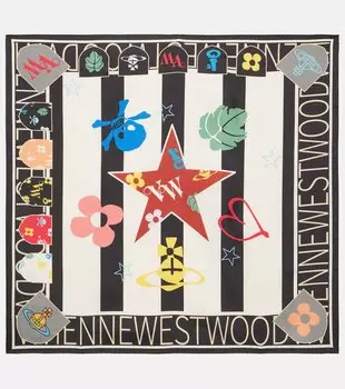 Шелковый шарф Football Square Vivienne Westwood, бежевый