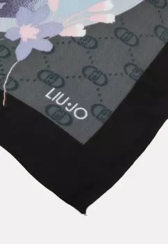 Шелковый шарф FOULARD FLOWERY LOGO 120X120 LIU JO, черный