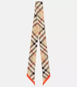 Шелковый шарф из твила Check Burberry, песочный