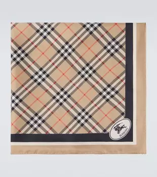 Шелковый шарф из твила Check Burberry, песочный