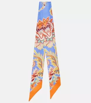 Шелковый шарф из жаккардового твила Etro, Stampa F. Do Azzurro