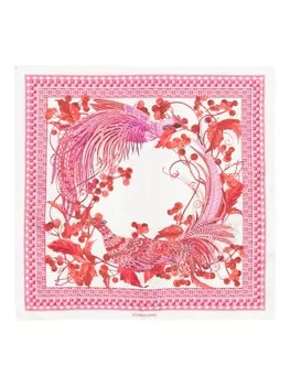 Шелковый шарф с анималистичным принтом Ferragamo, белый