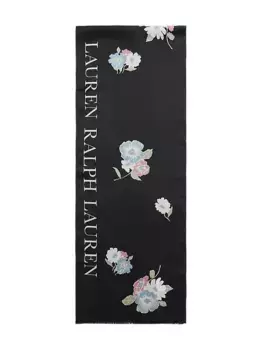 Шелковый шарф с цветочным принтом Lauren Ralph Lauren, черный