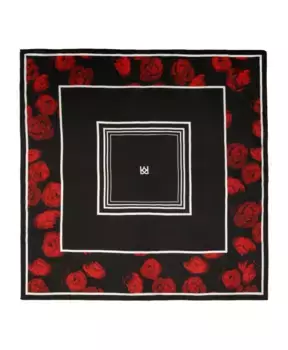 Шелковый шарф с цветочным узором. Kazar, черный