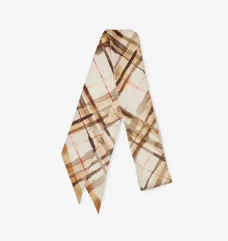 Шелковый шарф с фирменным принтом Check-Print Burberry, цвет nutmeg
