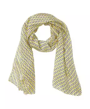 Шелковый шарф с геометрическим принтом, 100% шелк Olsen, желтый