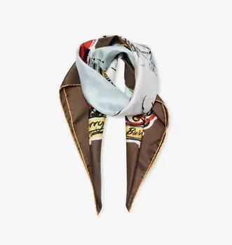 Шелковый шарф с графическим принтом Burberry, цвет mulch