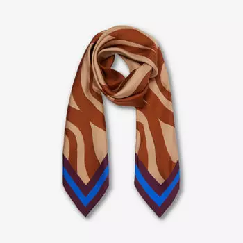 Шелковый шарф с графичным принтом Dries Van Noten, коричневый