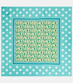 Шелковый шарф с логотипом Versace, синий