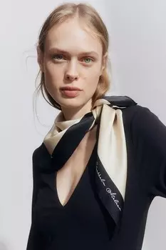 Шелковый шарф с принтом H&M, бежевый