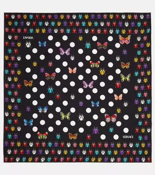 Шелковый шарф с принтом из коллаборации с Dua Lipa Versace, черный