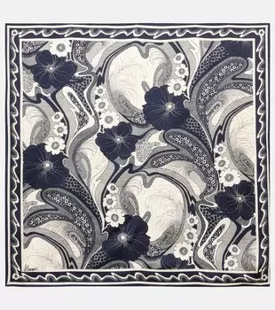 Шелковый шарф с принтом Микки Almais, синий