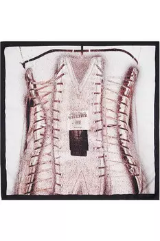 Шелковый шарф с принтом "обманка корсет" Jean Paul Gaultier, мультиколор