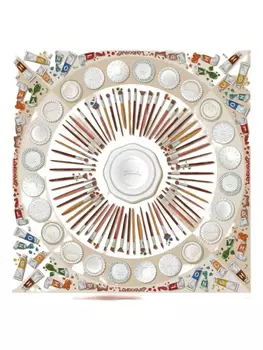 Шелковый шарф с принтом Palette d'Artiste Longchamp, нейтральный