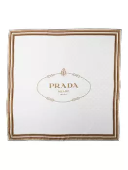 Шелковый шарф с принтом Prada, нейтральный