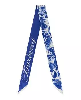 Шелковый шарф с принтом роз Burberry, цвет knight