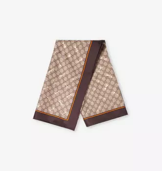 Шелковый шарф с принтом в виде конского удила и монограммой Gg Gucci, мультиколор