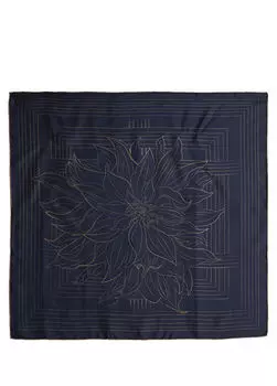 Шелковый шарф с узором Beymen Club, синий