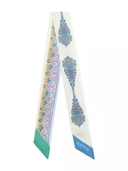 Шелковый шарф с узором пейсли ETRO, белый