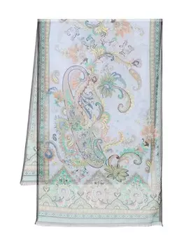 Шелковый шарф с узором пейсли ETRO, синий