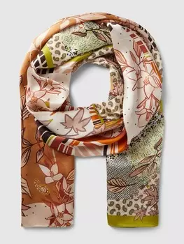 Шелковый шарф с узором по всей поверхности, модель «КОЛЛЕКЦИИ» Marc Cain, ржаво-красный