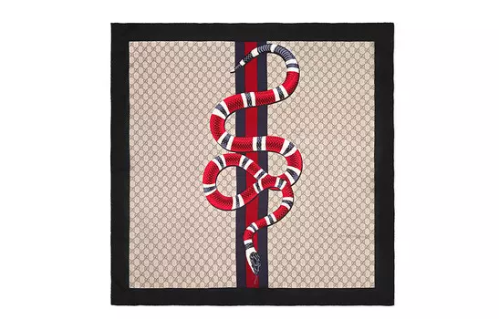 Шелковый шарф унисекс GUCCI, Black/Red