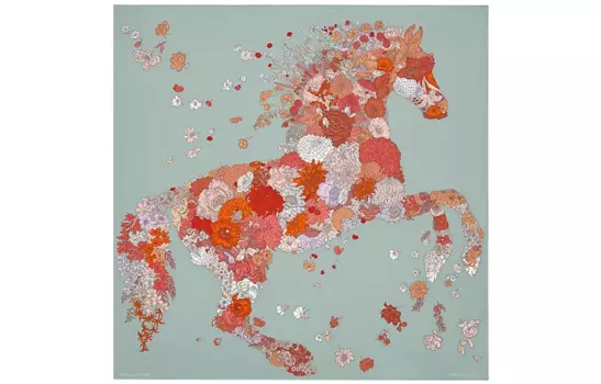 Шелковый шарф унисекс HERMES, Blue-Shopping Bag