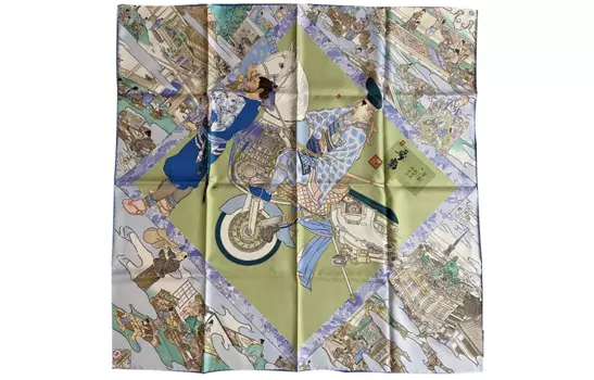 Шелковый шарф унисекс многоцветный HERMES, мультиколор