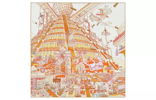 Шелковый шарф унисекс многоцветный HERMES, мультиколор