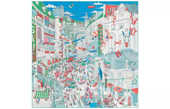 Шелковый шарф унисекс многоцветный HERMES, мультиколор