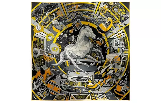 Шелковый шарф унисекс серые HERMES