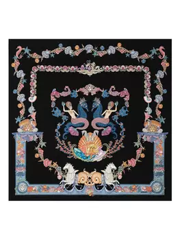 Шелковый шарф Versace Coral Theatre, черный