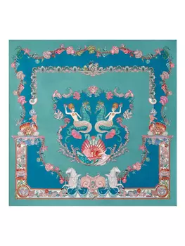 Шелковый шарф Versace Coral Theatre, зеленый