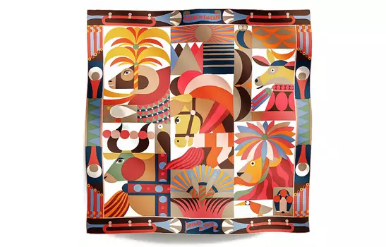 Шелковый шарф женский разноцветный HERMES