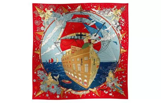 Шелковый шарф женский разноцветный HERMES