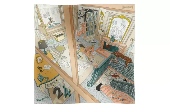 Шелковый шарф женский разноцветный HERMES