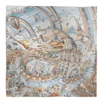 Шелковый шарф женский разноцветный HERMES