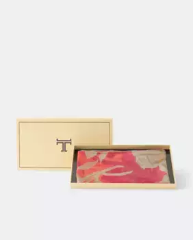 Шелковый шифоновый шарф с цветочным принтом Latouche, коралловый