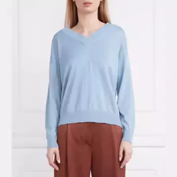 Шелковый свитер обычного кроя Max Mara, синий