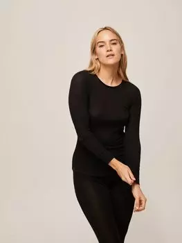 Шелковый терможилет John Lewis в рубчик с длинными рукавами, черный