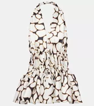 Шелковый топ-бюстье с принтом из твила Dries Van Noten, белый