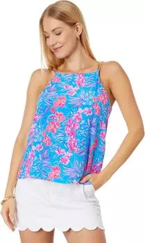 Шелковый топ Джоанны Lilly Pulitzer, цвет Cumulus Blue Orchid Oasis