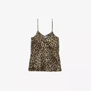 Шелковый топ-комбинация с леопардовым принтом The Kooples, цвет leo01