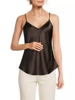 Шелковый топ на бретельках Frame, цвет Espresso