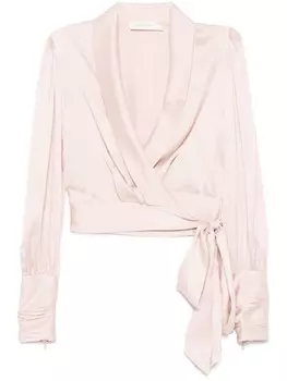 Шелковый топ-обертка ZIMMERMANN, розовый