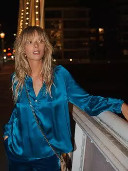 Шелковый топ Офелия NRBY, бирюзовый