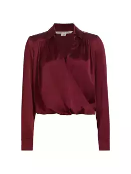 Шелковый топ Rozik стрейч Veronica Beard, темно-бордовый