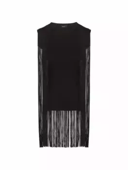 Шелковый топ с бахромой Akris, черный
