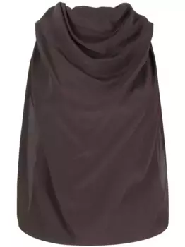 Шелковый топ с драпировкой Lanvin, коричневый